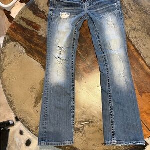 Miss Me Blue Boot Cut Jeans Distressed Design